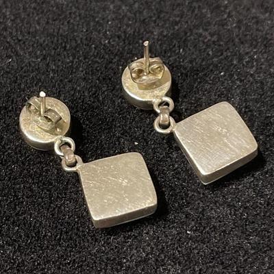 Sterling Silver Square Drop Earrings