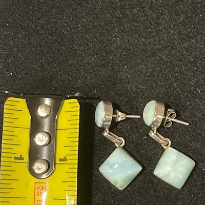 Sterling Silver Square Drop Earrings