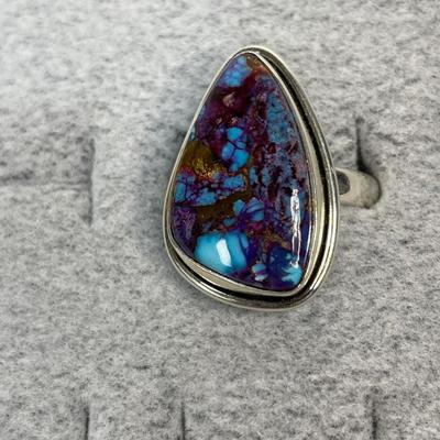 Purple copper turquoise Sterling ring size 11