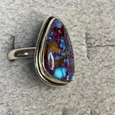 Purple copper turquoise Sterling ring size 11