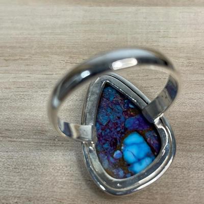 Purple copper turquoise Sterling ring size 11