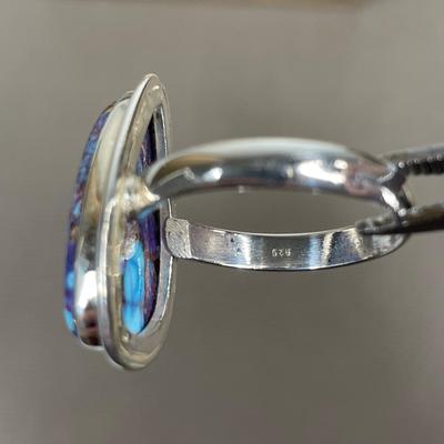 Purple copper turquoise Sterling ring size 11
