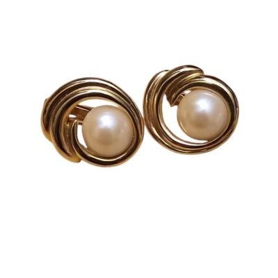 Vintage Gold tone Faux Pearl Clip-on Earrings