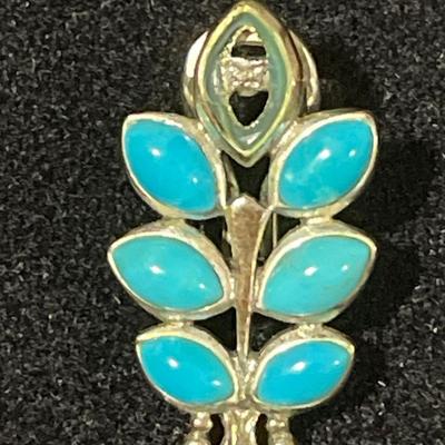 Sterling Silver Turquoise Branch Clip On Earrings