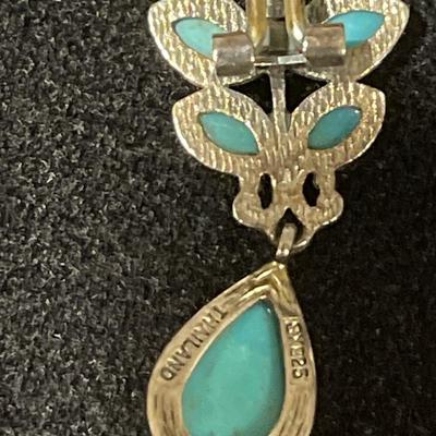 Sterling Silver Turquoise Branch Clip On Earrings