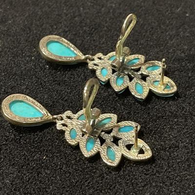 Sterling Silver Turquoise Branch Clip On Earrings