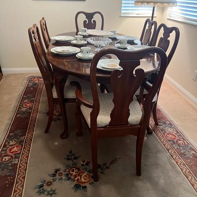 Cherrywood table and six chairs