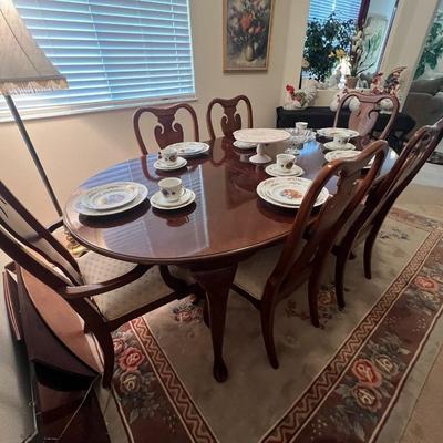 Cherrywood table and six chairs