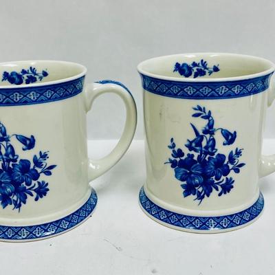 Churchill by Mary Gilliatt Out of the Blue Coffee Mugs Cups Cobalt Blue White Delft