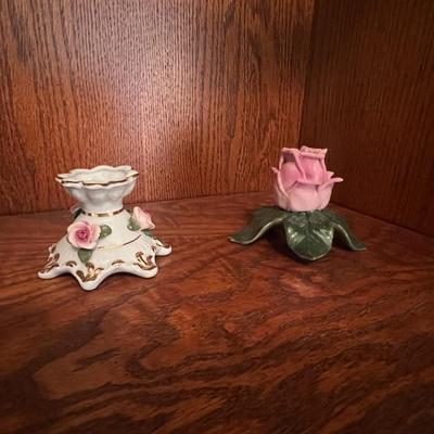 Porcelain Clock and Candleholders