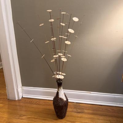 Decorative Faux Floral Arrangement in Wooden Vase w/ Display Table (LR-DZ)