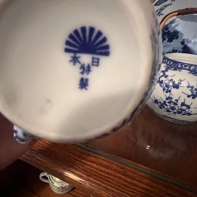 Vintage Japanese Blue Willow Tree Dishes