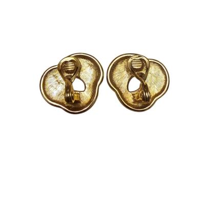 Vintage MONET Cream Enamel Swirl Clip-on Earrings