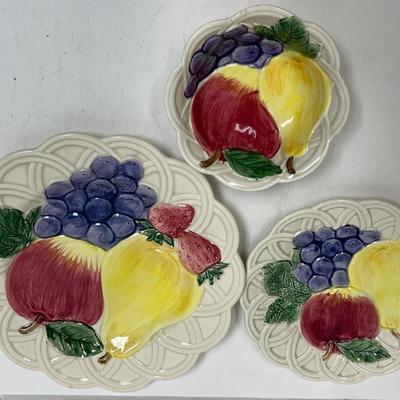 Otagiri Japan Ceramic Serving Dish Set Fruit Majolica type design