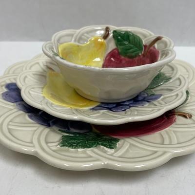 Otagiri Japan Ceramic Serving Dish Set Fruit Majolica type design