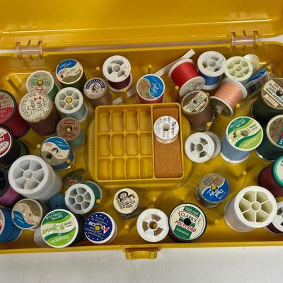Bright YELLOW Carrying Case BOX OF sewing thread