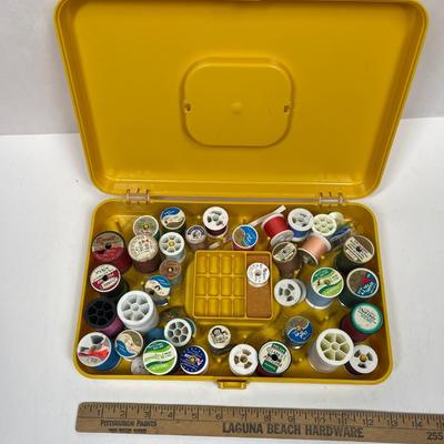 Bright YELLOW Carrying Case BOX OF sewing thread