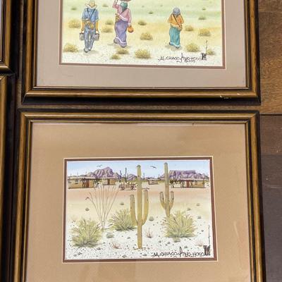 Lot of 4 Original Watercolor Artworks by Michael Chiago