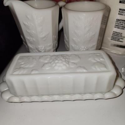 Milk glass set.