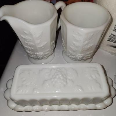 Milk glass set.