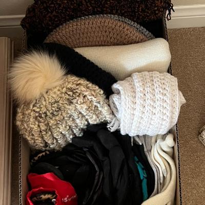 Box of beanies and gloves