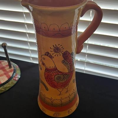 Rooster platter and pitcher