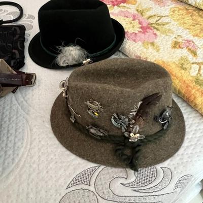 Two Fedora style hats
