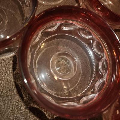 Set of 12 Cranberry glass desert glasses.