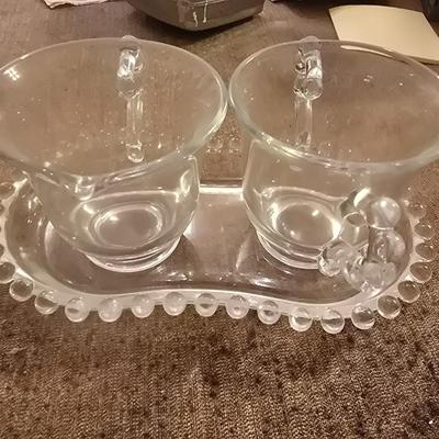 Candlewick cream and sugar set