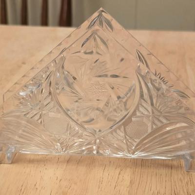 Vintage acrylic Napkin/Letter Holder Clear Triangle Cut Glass Design Tableware