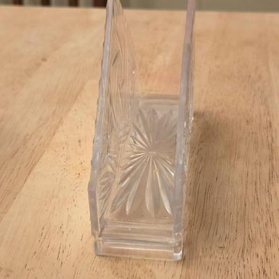 Vintage acrylic Napkin/Letter Holder Clear Triangle Cut Glass Design Tableware