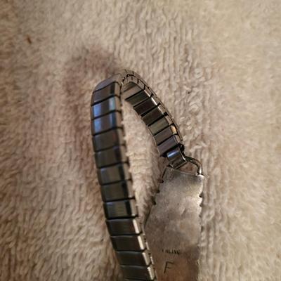 WORKING MICKEY MOUSE WATCH W/PARTIALLY STERLING AND ONYX BAND