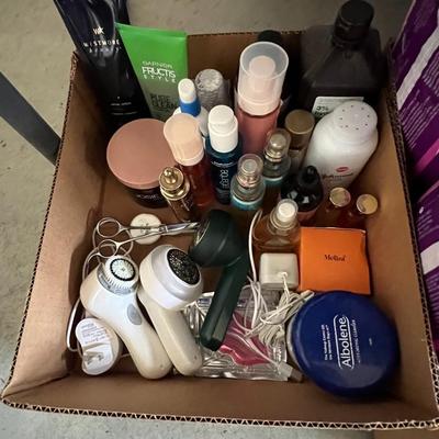 Box of bathroom products
