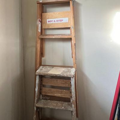 2 wood ladders