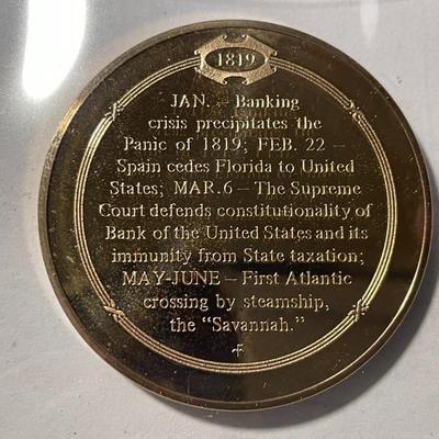 1819 SPAIN CEDES FLORIDA TO THE UNITED STATES FRANKLIN MINT PROOF BRONZE MEDAL (MEDAL #44). FREE DOMESTIC SHIPPING.