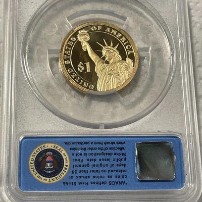 ANACS Certified 2014-S PROOF70 DEEP CAMEO FRANKLIN D. ROOSEVELT Presidential Dollar Coin "First Strike" as Pictured. FREE...