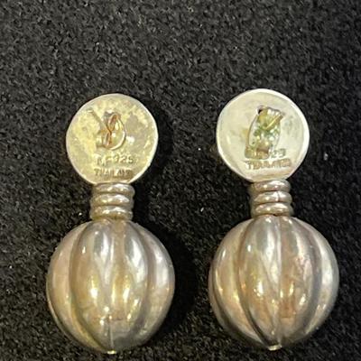 Sterling Silver Round Drop Earrings