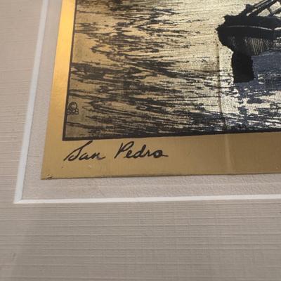 “Point Pleasant” and “San Pedro” Gold Foil Etching Prints by Lionel Barrymore (LR-DZ)