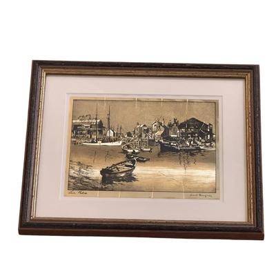 “Point Pleasant” and “San Pedro” Gold Foil Etching Prints by Lionel Barrymore (LR-DZ)