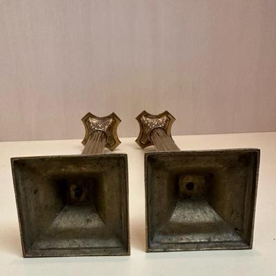 Two Pairs of Candle Holders Marble & Gold Toned