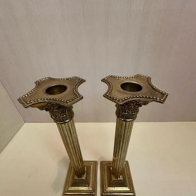 Two Pairs of Candle Holders Marble & Gold Toned