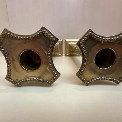 Two Pairs of Candle Holders Marble & Gold Toned