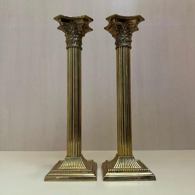 Two Pairs of Candle Holders Marble & Gold Toned