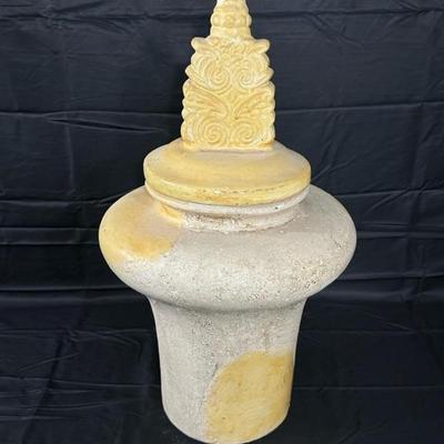 Vintage Container Vase Cream & Yellow