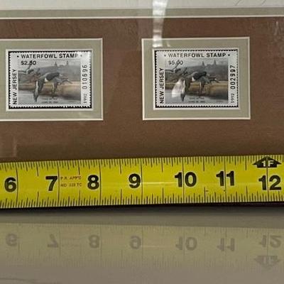 1992 New Jersey Rob Leslie Signed Waterfowl Print & 4 Stamps Framed