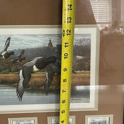 1992 New Jersey Rob Leslie Signed Waterfowl Print & 4 Stamps Framed