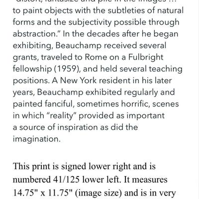 Serigraph Signed & numbered original Robert Beauchamp 1975