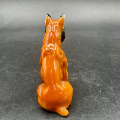 Vintage Antique Porcelain Seated Boxer French Bulldog Figurine