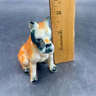 Vintage Antique Porcelain Seated Boxer French Bulldog Figurine