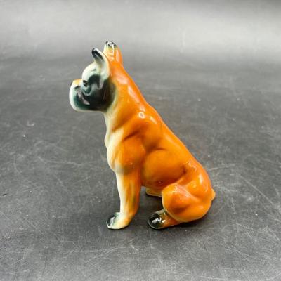 Vintage Antique Porcelain Seated Boxer French Bulldog Figurine